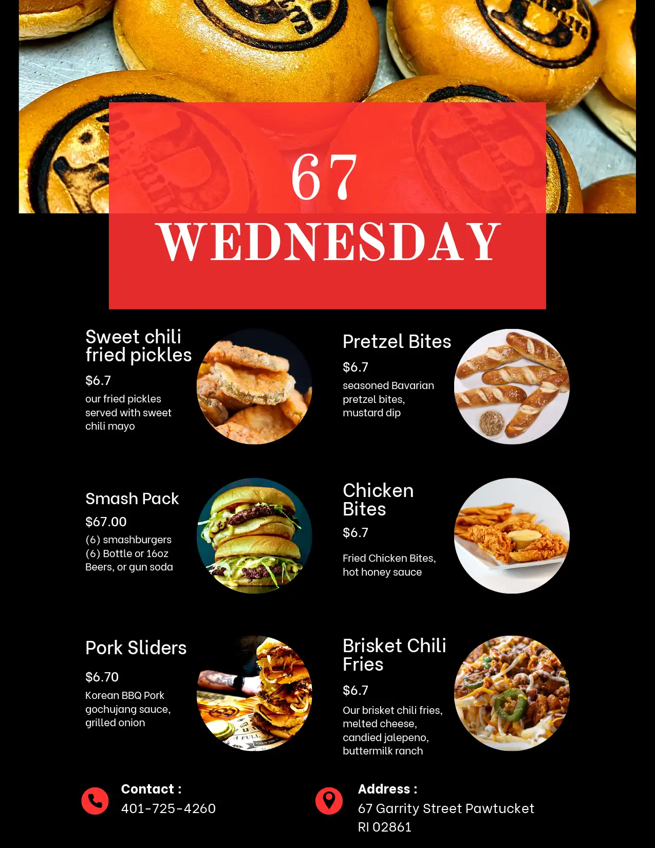 67 Wednesdays Featured Special Menu 67 Wednesdays Featured Special Menu