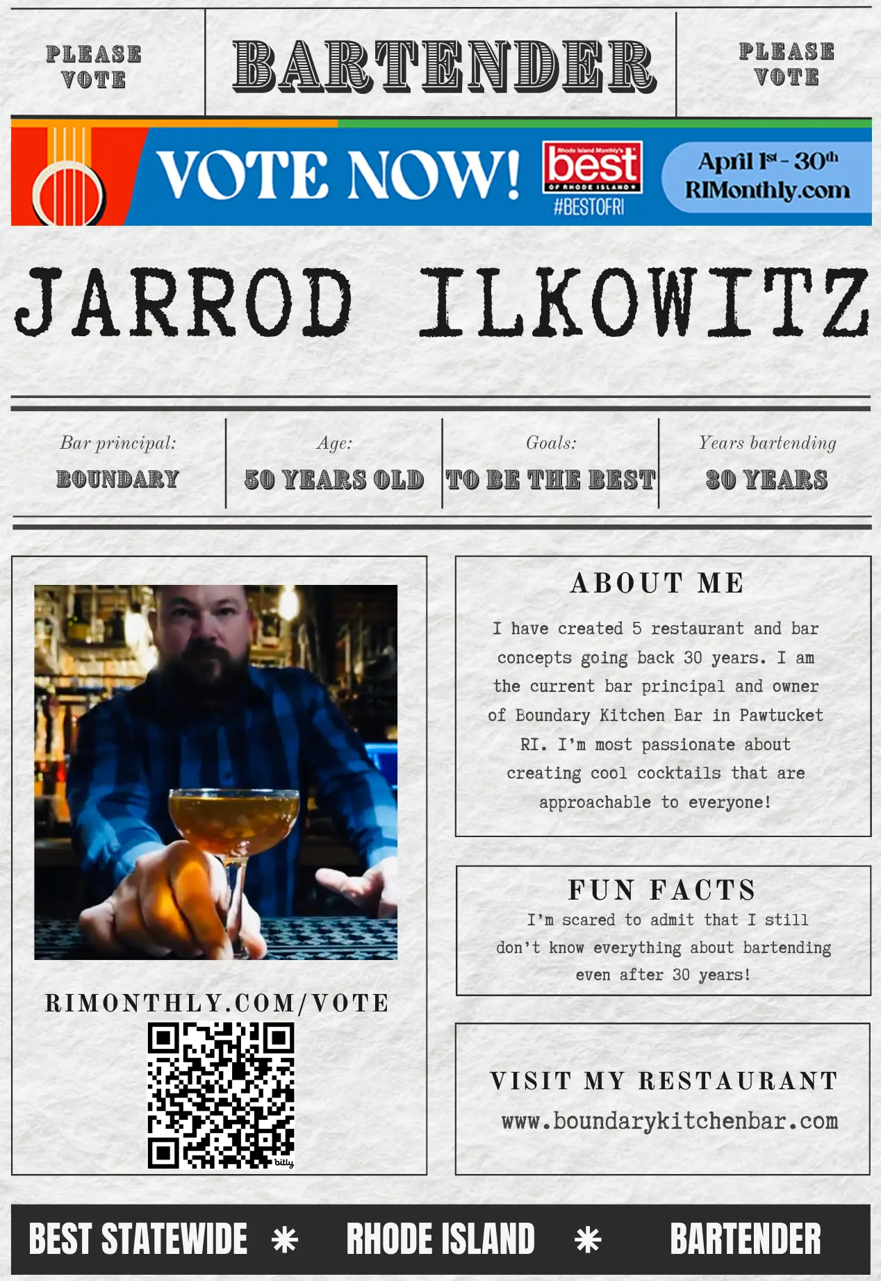 Vote for Jarrod Ilkowitz in 2024 Best of Rhode Island Awards Vote for Jarrod Ilkowitz in 2024 Best of Rhode Island Awards